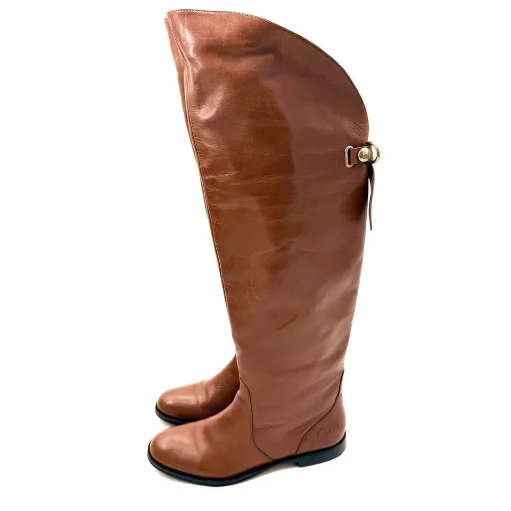 Coach Cheyenne Brown Soft Calf Leather Over the Knee Riding Boots Womens 8